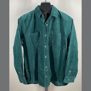 NEW J Crew Shirt Mens Medium green corduroy button up preppy casual classic
